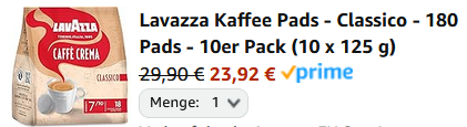 10er Pack Lavazza Kaffee Pads   Classico (180 Pads) ab 23,92€ (statt 30€)