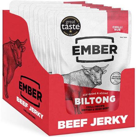 10er Pack Ember Snacks Biltong Beef Jerky Chilli, je 25g ab 18,19€ (statt 26€)