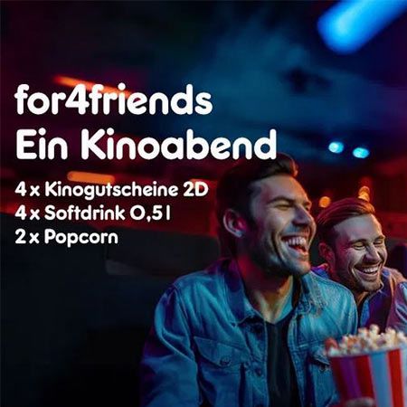 🎞️ Cinemaxx for4Friends Kinoabend mit 4 Tickets, Drinks + Popcorn für 44€