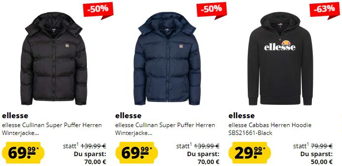 👕 ellesse Beste Deals Sale bis  67% + keine VSK ab 60€