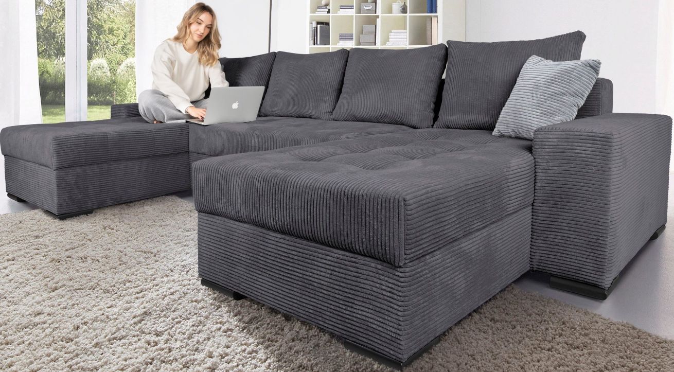 COLLECTION AB Wohnlandschaft mit Cord  oder Mikrofaserbezug für 599,94€ (statt 800€)