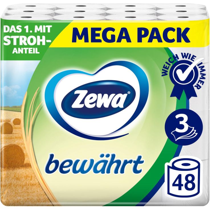 🧻 Zewa bewährt   48 Rollen Toilettenpapier 3 lagig ab 11,68€ (statt 23€)