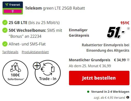 Google Pixel 9 mit 256GB ab 51€ + 25GB Telekom Allnet  & SMS Flat für 34,99€ mtl. + 50€ Bonus