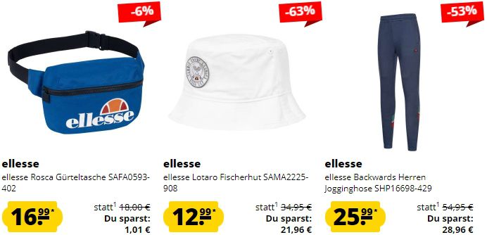 👕 ellesse Beste Deals Sale bis  67% + keine VSK ab 60€