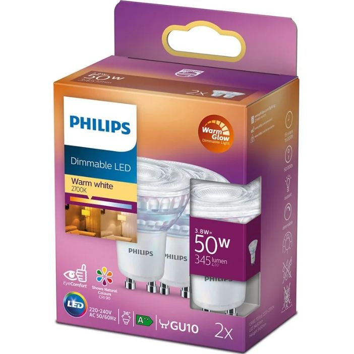 💡 Philips LED Lampe GU10 Birnen   dimmbar, Warm Glow für 8,90€ (statt 13€)