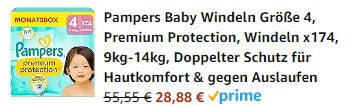 👶 174er Pack Pampers Baby Windeln Größe 4 mit Premium Protection ab 28,88€ (statt 53€)