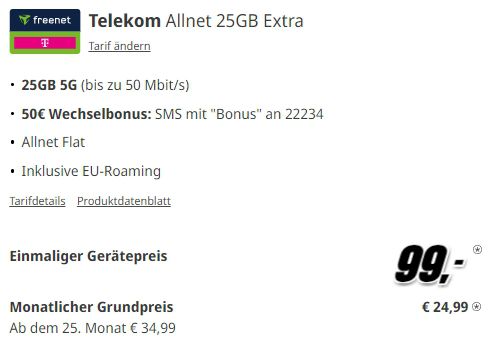 146€ Gewinn: Honor Magic 6 Pro 5G + 25GB 5G Telekom Flat für 24,99€ mtl. + 50€ Bonus