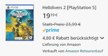 Amazon Warehouse: Helldivers 2 für die Playstation 5 ab 19,19€ (statt 35€)