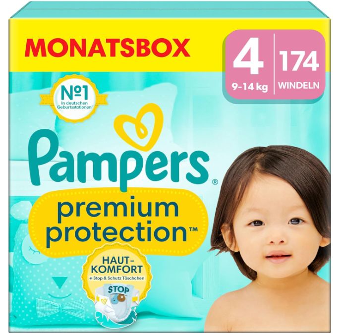 👶 174er Pack Pampers Baby Windeln Größe 4 mit Premium Protection ab 30€ (statt 53€)