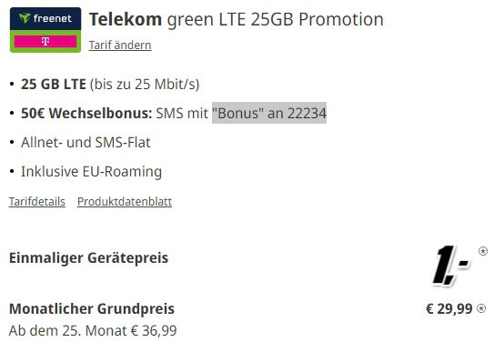 Honor Magic 6 Pro 5G + 25GB LTE Telekom Allnet & SMS Flat für 29,99€ mtl. + 50€ Bonus