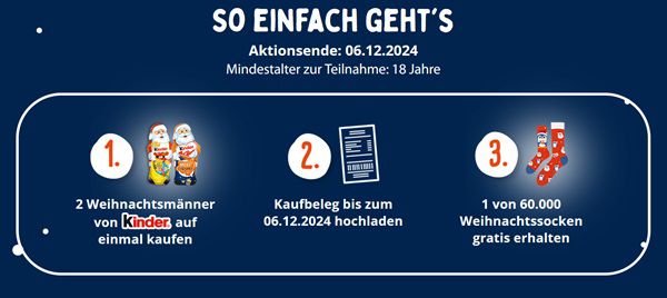 Mit Kinderschokolade kostenlose Weihnachtssocken   ab dem 23.09.