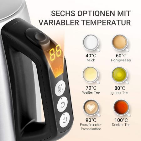 Midea Wasserkocher mit Temperatureinstellung, 1,7L für 32,29€ (statt 40€)