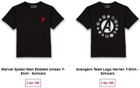 🔥 Zavvi: 2 Marvel T Shirts für nur 18€ + Gratis Versand