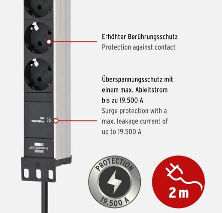 Brennenstuhl Alu Line 8 Fach Steckdosenleiste für 20,42€ (statt 36€)