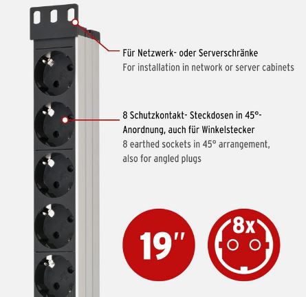 Brennenstuhl Alu Line 8 Fach Steckdosenleiste für 20,42€ (statt 36€)