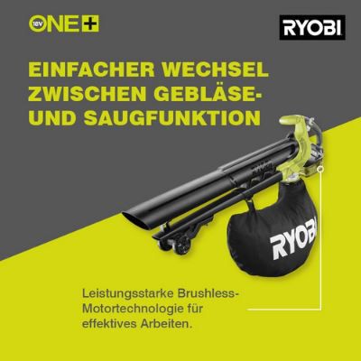 🍂 Ryobi OBV18 18V ONE+ Brushless Akku Laubsauger SOLO für 147,49€ (statt 169€)