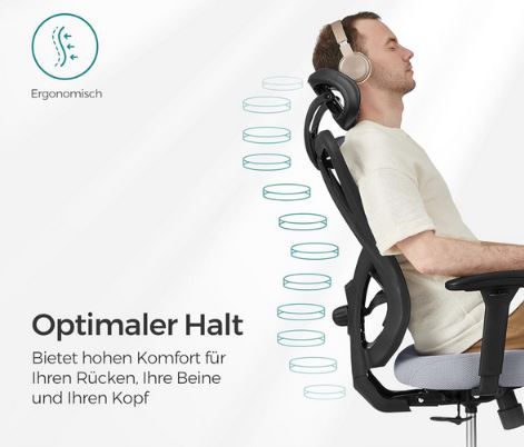 Songmics Ergonomischer Schreibtischstuhl, bis 150kg für 119,99€ (statt 150€)