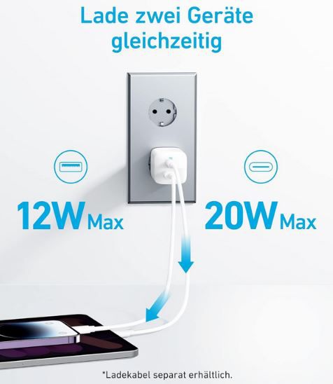 Anker 323 USB C/A Ladegerät mit max. 33W für 15,99€ (statt 22€)