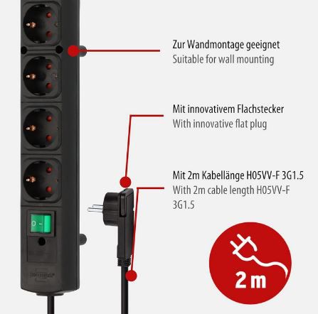 Brennenstuhl Comfort Line Plus 4 Fach Steckdosenleiste für 6,80€ (statt 12€)