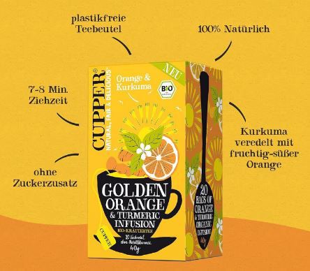 Cupper Bio Kräutertee, Orange & Kurkuma, 20 Beutel ab 1,75€ (statt 3€)