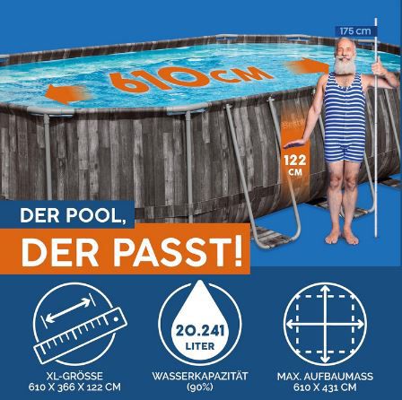 Bestway Power Steel Frame Pool Komplett Set, 610x366x122cm für 409,90€ (statt 499€)