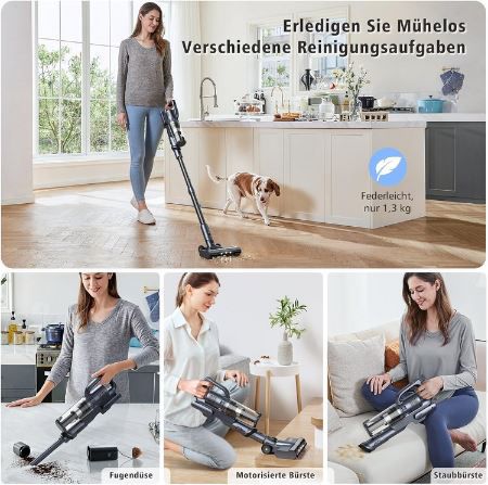 Miuzzy 6 in 1 Akku Staubsauger mit 28kPa Saugleistung für 70,49€ (statt 170€)