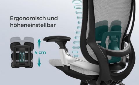 Songmics OBN068G01 Ergonomischer Bürostuhl für 183,99€ (statt 230€)