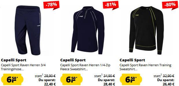 🔥 Capelli Sport Fixpreis Sale: ALLES für 6,50€ zzgl. Versand + 5€ Gutschein ab 30€