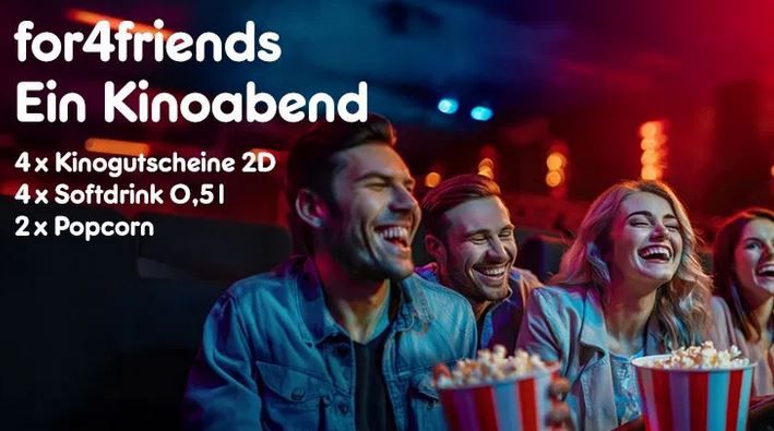 🎞️ Cinemaxx for4Friends Kinoabend mit 4 Tickets, Drinks + Popcorn für 44€