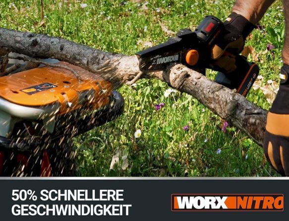 Worx WG325E.9 NITRO Profi Mini Akku Kettensäge für 75,09€ (statt 93€)