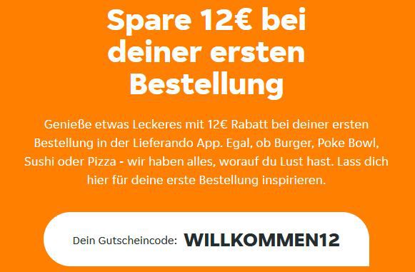 🍕Lieferando: 12€ Rabatt für App Neukunden ab 20€ MBW