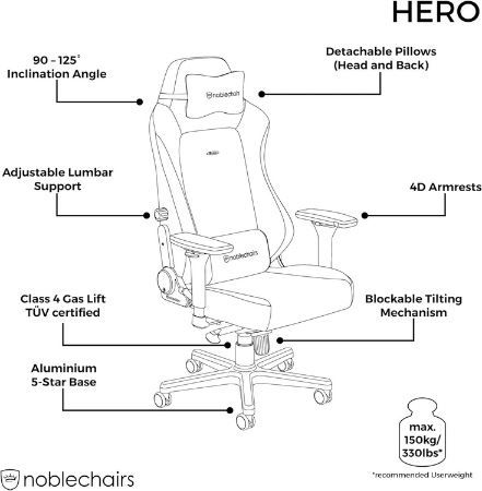 noblechairs Hero Gaming Stuhl mit PU Kunstleder für 349€ (statt 420€)