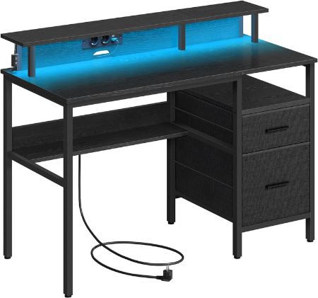 Vasagle Schreibtisch mit LED Beleuchtung, 55x120x90cm für 88,82€ (statt 110€)