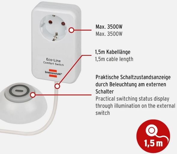 Brennenstuhl Eco Line Comfort Switch Adapter für 9,58€ (statt 15€)