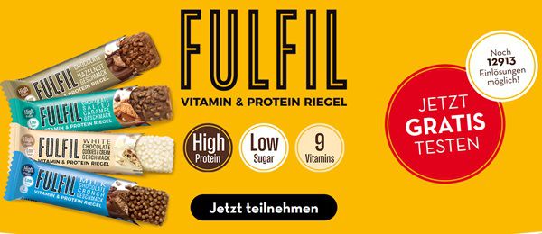 Wieder da! FULFIL  Riegel gratis ausprobieren