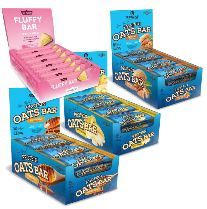 36x Protein Oats Bar (versch. Sorten) + 12x Fluffy Bar Cheesecake Proteinriegel für 38€ (statt 49€)