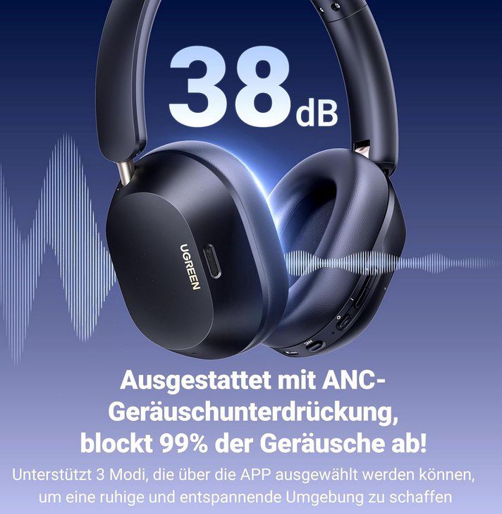 UGREEN HiTune Max5c ANC BT 5.4 Kopfhörer für 34,99€ (statt 50€)