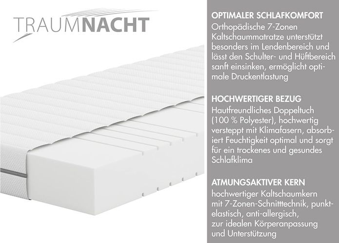 Traumnacht Kaltschaummatratze mit Härtegrad 4 & 80 x 200 cm für 70,99€ (statt 90€)