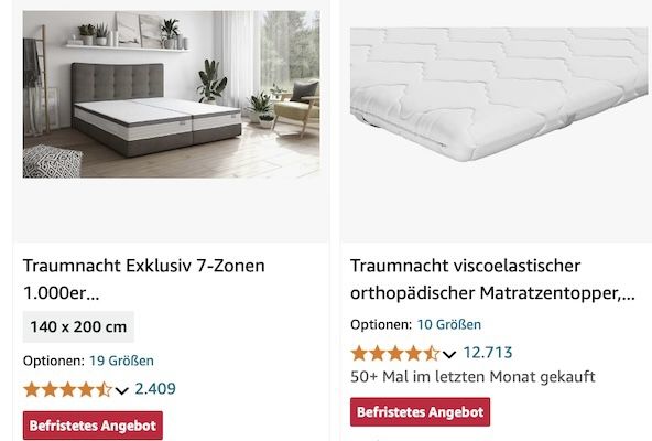 Amazon: Traumnacht Kaltschaummatratzen stark reduziert z.B. mit Härtegrad 4 & 80 x 200 cm für 70,99€ (statt 90€)