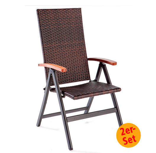 2er Set Geflecht Klappsessel Genua Braun für 45,95€ (statt 80€)