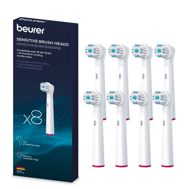 🦷 8er Pack Beurer TB 30/50 Aufsteckbürsten Sensitiv (Jahresvorrat) – für Oral-B für 10,99€ (statt 15€)