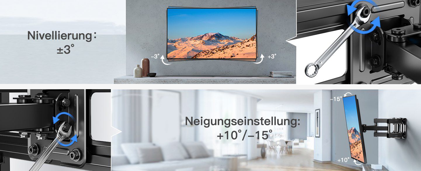 PERLESMITH TV Wandhalterung für 26 bis 65 Zoll, max 45kg für 23,97€ (statt 50€)