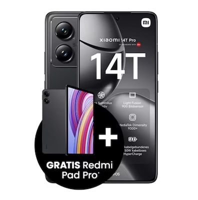 🤯 Eff. 410€ Gewinn ➡️ Xiaomi 14T Pro + Redmi Pad Pro + Telekom 40GB für 29,99€ mtl. + 150€ Bonus