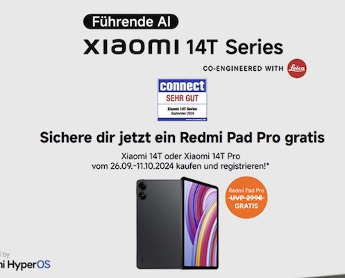 🔥 Eff. 245€ Gewinn ➡️ Xiaomi 14T (512GB) für 29€ + o2 Allnet 30GB für 24,99€ mtl. + GRATIS Tablet