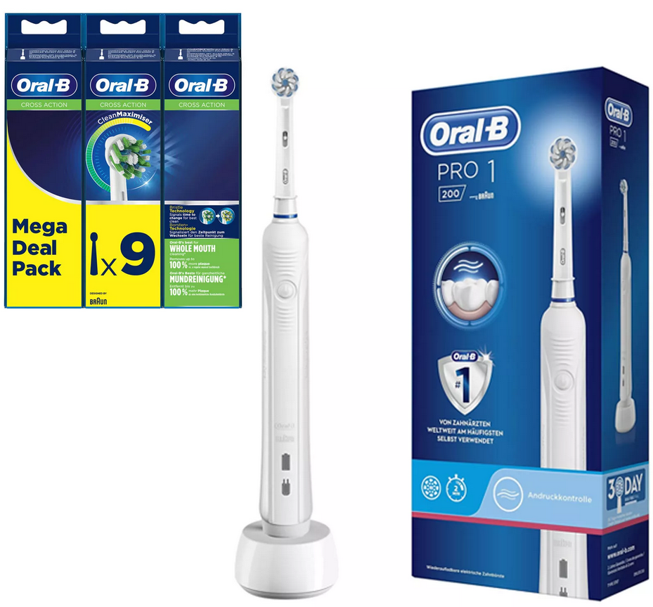 Oral B Pro 1 200 SensiUltraThin Zahnbürste +9 Ersatzbürsten für 44€ (statt 63€)