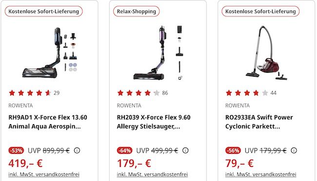 MediaMarkt Herbst Haus Deals   z.B. Rowenta Swift Power Cyclonic für 79€ (statt 88€)