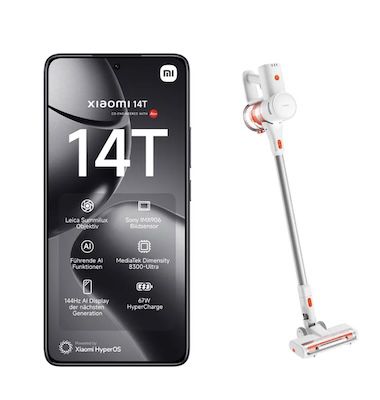 📱 Xiaomi 14T (512GB) + Vodafone 20GB Allnet für 19,99€ mtl. + 🧹 GRATIS Staubsauger