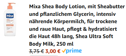 Mixa Shea Body Lotion mit Sheabutter & Glycerin, 250ml ab 3€ (statt 4€/9€)