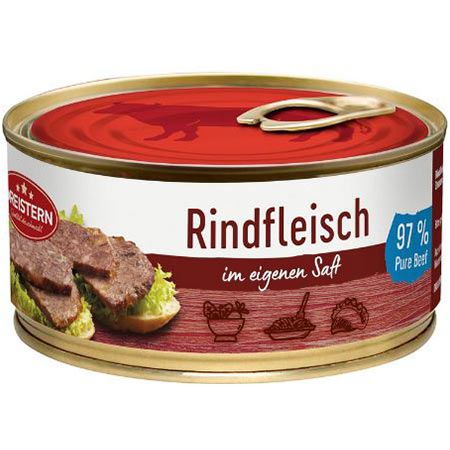 Dreistern 97% Pures Rindfleisch im eigenen Saft, 300g ab 2,84€ (statt 4€)