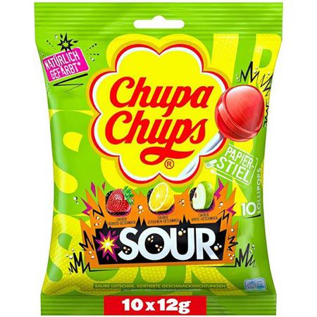 10er Pack Chupa Chups Sour Lutscher mit 3 Sorten ab 1,36€